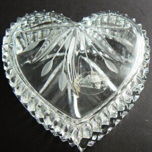 Vintage Wedgwood Clear Crystal Glass Heart Shaped Trinket Box